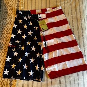 NWT Men’s Board Shorts-USA Print